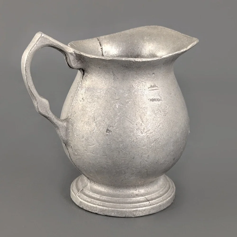 Vintage Pewter Mini Creamer Pitcher 3.5 Inch Small Silver Tone Jug